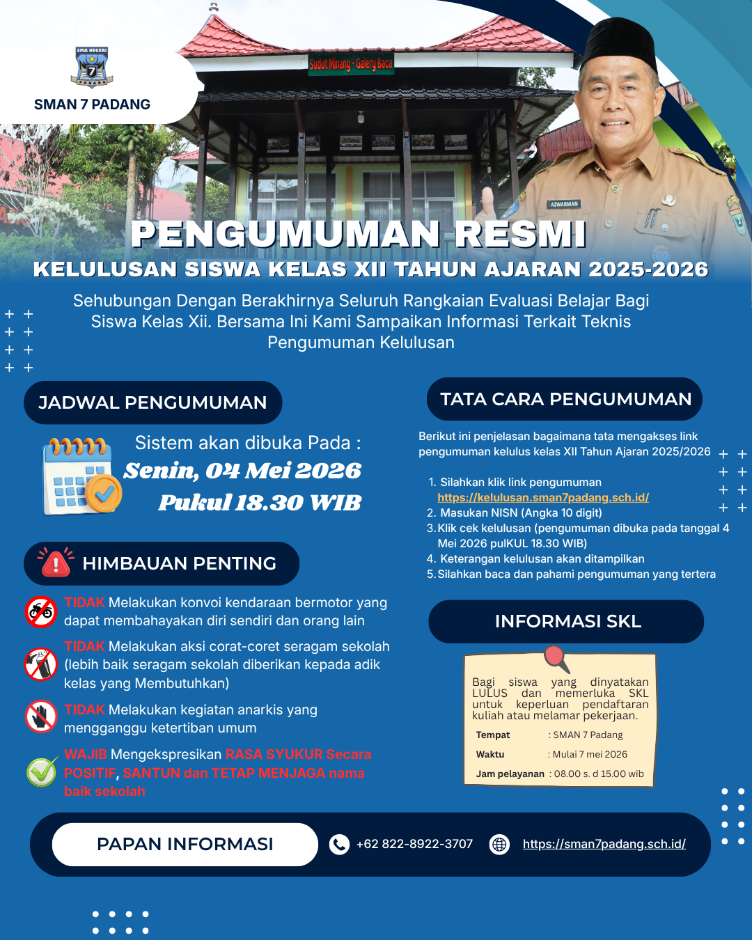Pengumuman Kelulusan Siswa Kelas XII SMAN 7 Padang Tahun Ajaran 2025/2026
